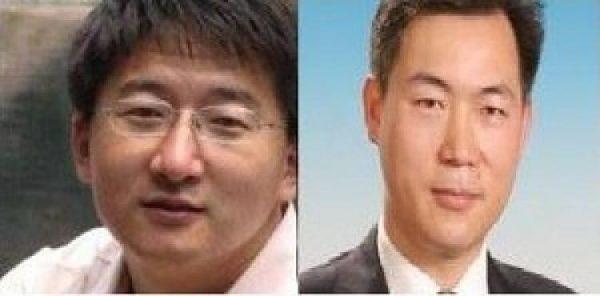 Pictures of Beijing lawyers Zhang Kai and Li Chunfu who were beaten by Chongqing police because they took a Falun Gong case. (The Epoch Times)