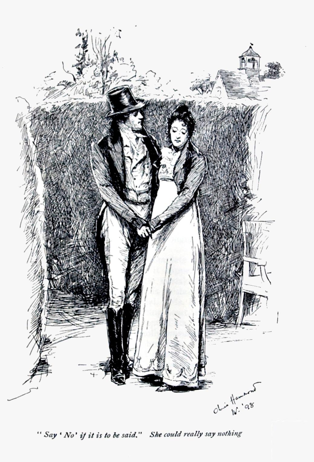 Mr. Knightley’s proposal to Emma. An illustration by Chris Hammond in the 1898 edition of “Emma.” (Public Domain)