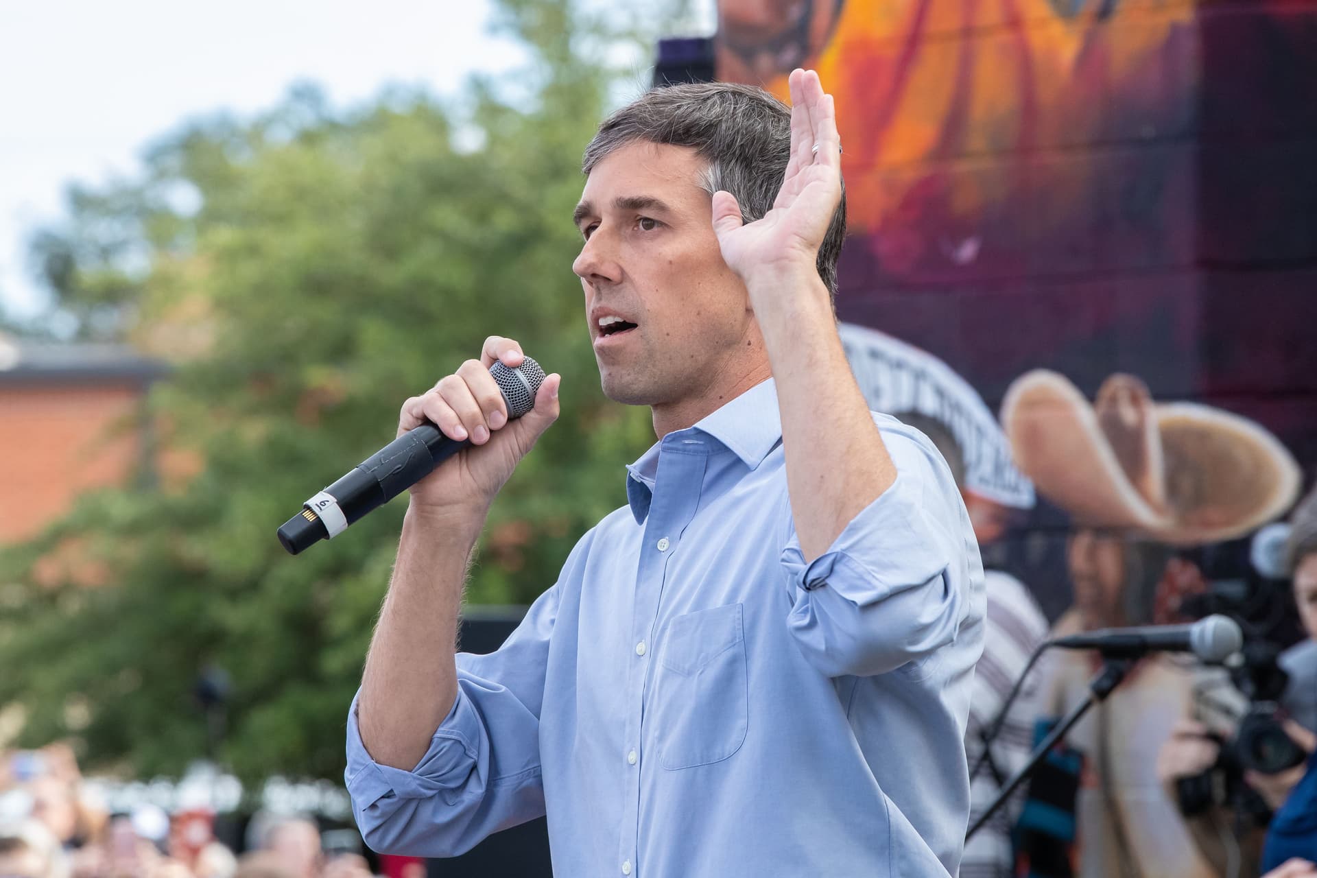Beto O'Rourke addresses a public event in Austin, Texas, during his campaign as a U.S. Senate candidate on Nov. 4, 2018. (Suzanne Cordeiro/AFP/Getty Images)