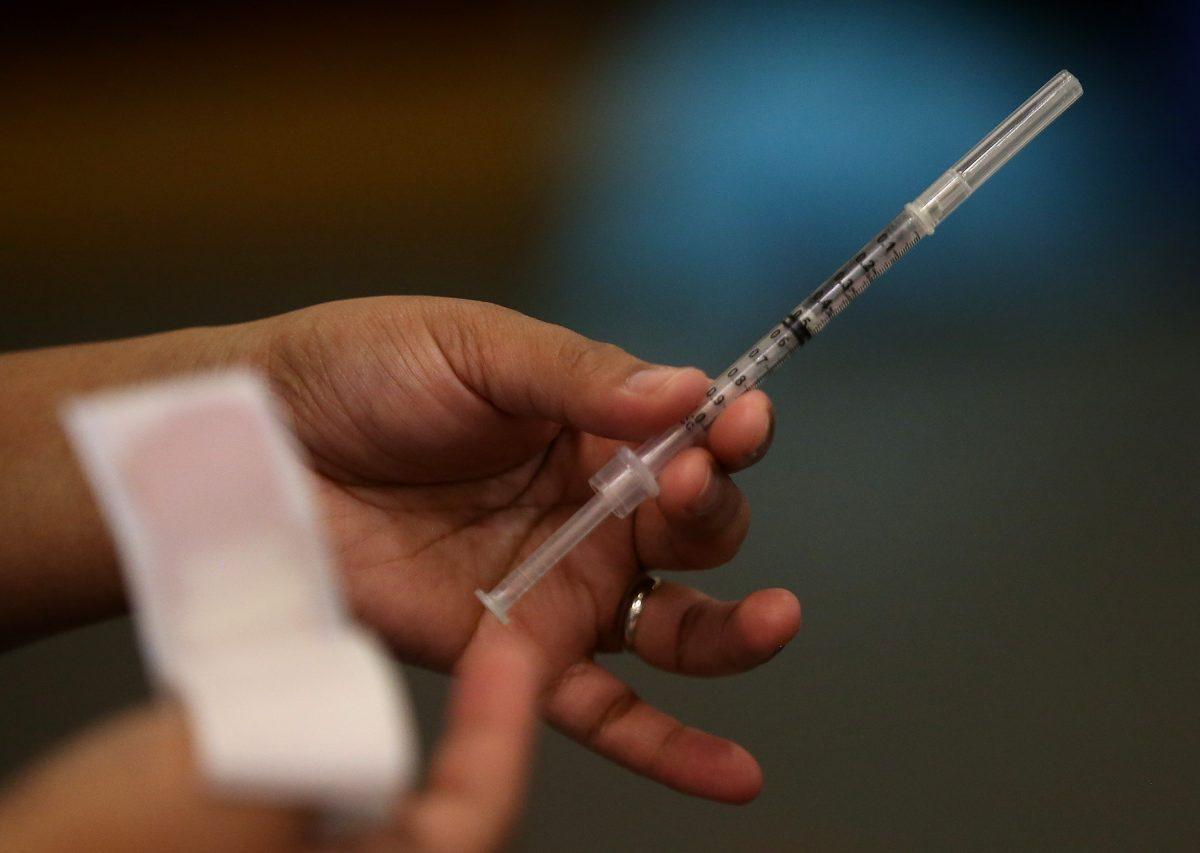 In this file image, a syringe is shown at a free clinic in California on Dec. 19, 2014. (Justin Sullivan/Getty Images)
