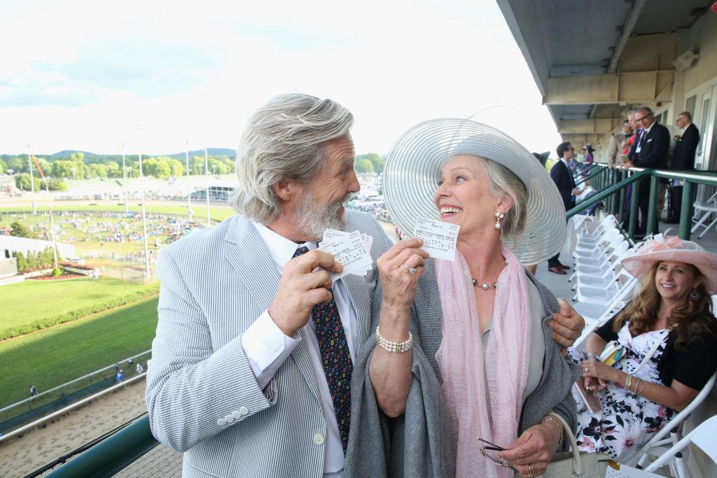 Jeff Bridges and Susan Geston attend The Kentucky Derby at Churchill Downs in Louisville, Kentucky, on May 6, 2017. (Robin Marchant/Getty Images for Twentieth Century Fox)