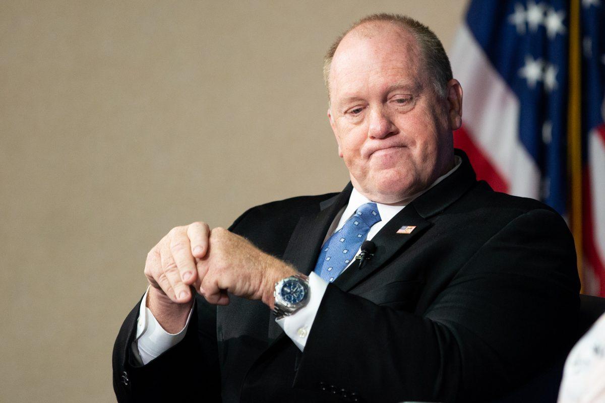 ICE Deputy Director Tom Homan speaks at the National Press Club at an event hosted by the Center for Immigration Studies, on June 5, 2018. (Charlotte Cuthbertson/The Epoch Times)