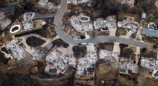 Homes leveled by the Camp Fire line Valley Ridge Drive in Paradise, Calif., on Dec. 3, 2018. (Noah Berger/AP Photo)