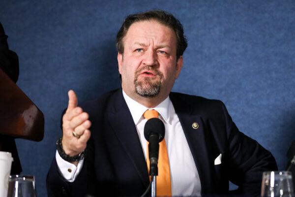 Sebastian Gorka of the Salem Radio Network speaks at an event at the National Press Club in Washington Dec. 10, 2019. (Samira Bouaou/The Epoch Times)
