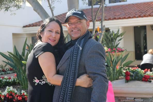 Brian Alcantar and his fiance at the clerk-recorder in Laguna Hills, Calif. on Feb. 14, 2020. (Jamie Joseph/The Epoch Times)