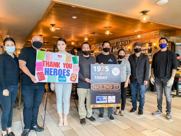 Vietnamese Americans collaborate in Orange County, Calif., on April 30, 2020, as part of the effort to prepare 1,975 meals for frontline workers fighting COVID-19 and commemorate the 45th anniversary of the end of the Vietnam War. (Courtesy of Nailing It For America)