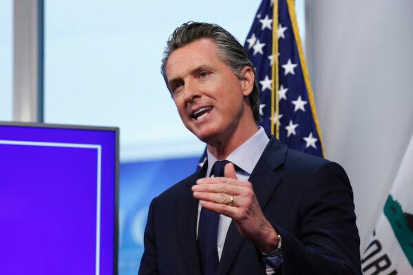 California Gov. Gavin Newsom during a news conference in Rancho Cordova, Calif. on April 14, 2020. (AP Photo/Rich Pedroncelli,File)