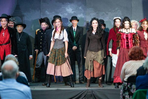 The Braver Players youth theater group performs on an outdoor stage with protective COVID-19 protocols in Costa Mesa, Calif., on Aug. 5, 2020. (John Fredricks/The Epoch Times)