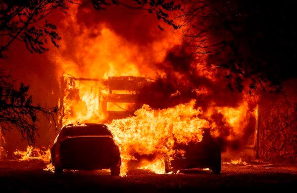 A home burns in Vacaville, Calif., during the LNU Lightning Complex fire on Aug. 19, 2020. (Josh Edelson/AFP via Getty Images)