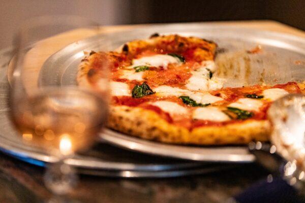A pizza made by Gene Pietrini and Landon Pietrini, in Seal Beach, Calif., on Sept. 19, 2020. (John Fredricks/The Epoch Times)