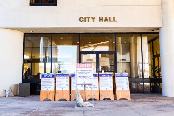 The Huntington Beach Civic Center in Huntington Beach, Calif., on Sept. 29, 2020. (John Fredricks/The Epoch Times)