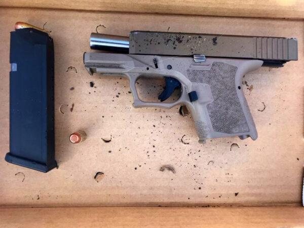 A handgun discovered by Anaheim Police after pursuing a suspect in Anaheim, Calif., on Nov. 9, 2020. (Courtesy of the Anaheim Police Department)