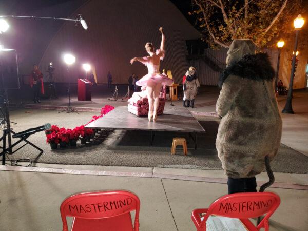 A ballerina prepares for the annual Nutcracker Christmas Tree Lighting ceremony in Anaheim, Calif., on Dec. 3, 2020. (Courtesy of the City of Anaheim)