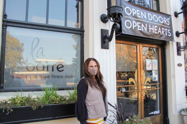 Lisa Alberino, owner of La Barre Studios, in San Jose, Calif., on Dec. 7, 2020. (David Lam/The Epoch Times)