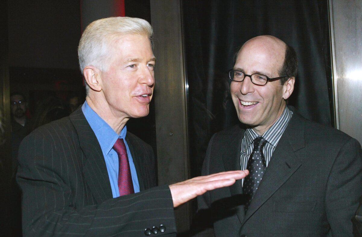 Former California Gov. Gray Davis (L) and chairman and CEO of Showtime, Matt Blank, attend the after party for the film premiere of "Spinning Boris" at the Paramount Theatre, in Los Angeles on March 3, 2004. Davis was recalled in 2003. (Frederick M. Brown/Getty Images)