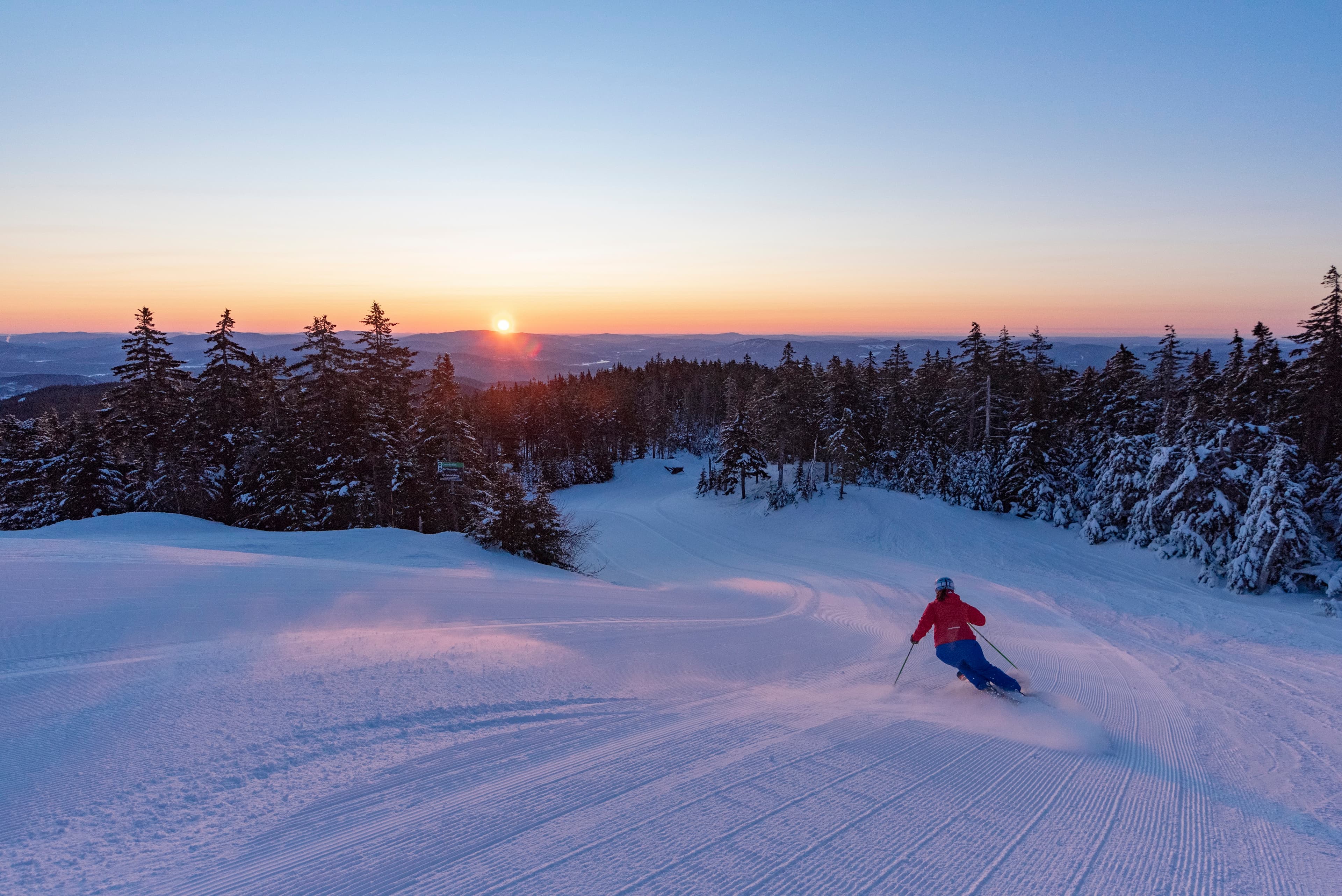 Enjoying some early morning corduroy groomed runs at Sunday River. (Marina French/Sunday River)