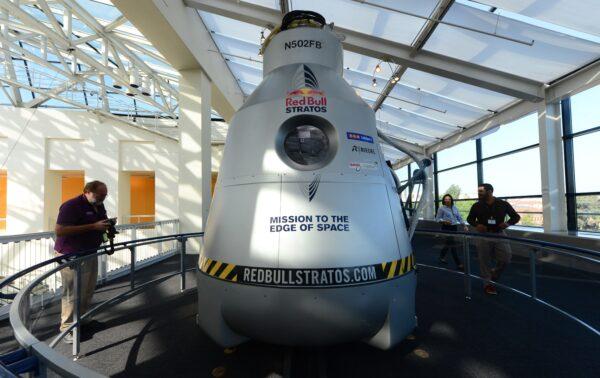A space capsule is placed on exhibit at the California Science Center in Los Angeles on Oct. 11, 2013. (Frederic J. Brown/AFP via Getty Images)