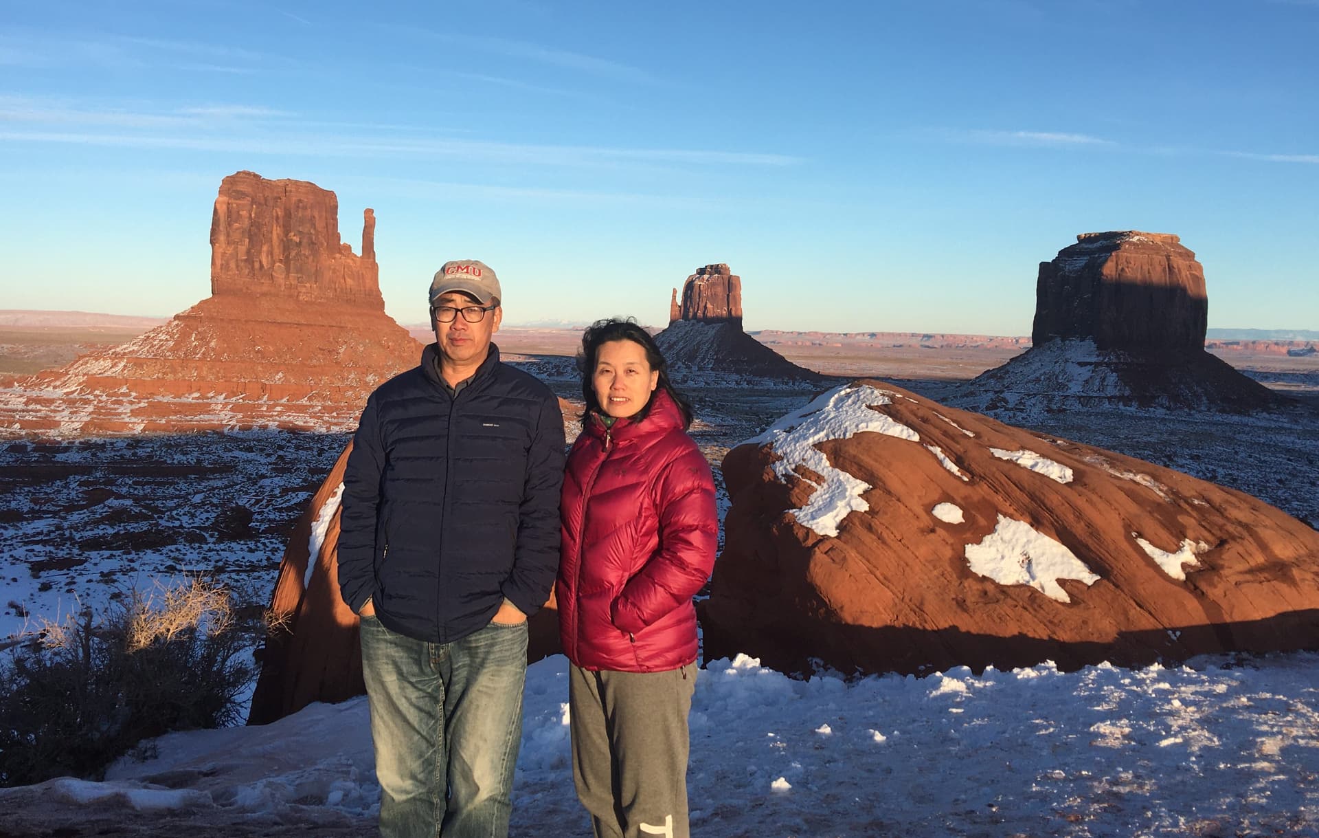 Zhou Deyong and You Ling in Monument Valley, Navajo County, Ariz., in January 2020. (Courtesy of Zhou You)