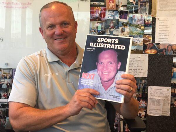 Athletes First president Brian Murphy is pictured in his Laguna Hills, Calif., office. (Hawken Miller/The Epoch Times)
