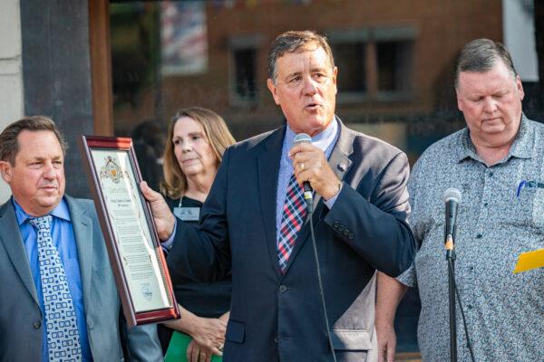 Supervisor Donald Wagner speaks at an event in Orange, Calif., on Aug. 17, 2021. (John Fredricks/The Epoch Times)