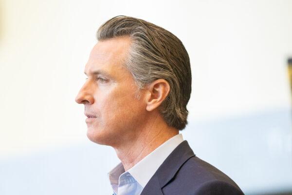 California Gov. Gavin Newsom speaks at California State University–Long Beach, in Long Beach, Calif., on March 3, 2021. (John Fredricks/The Epoch Times)