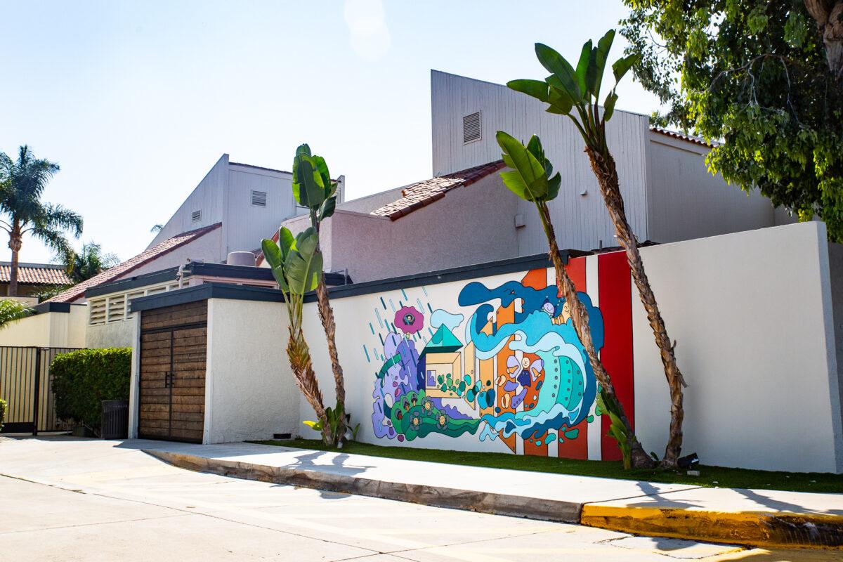 The New Wave mural at the Atrium Hotel in Irvine, Calif. on Sept. 8, 2021. (John Fredricks/The Epoch Times)