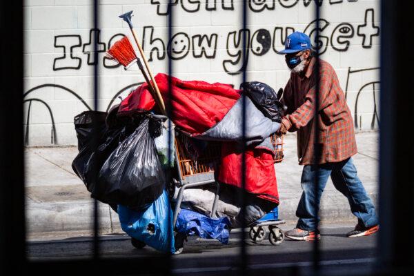 Skid Row in Los Angeles, on June 9, 2021. (John Fredricks/The Epoch Times)