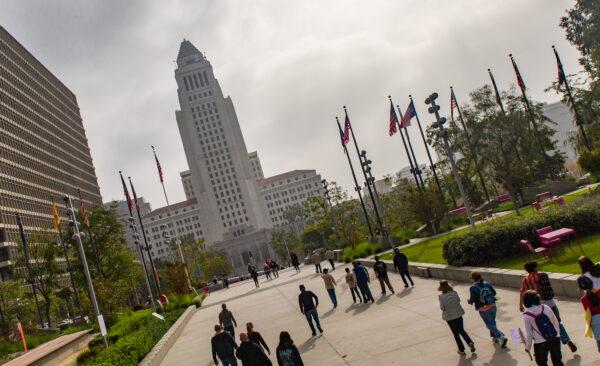 Los Angeles City Hall in downtown Los Angeles on Nov. 9, 2021. (John Fredricks/The Epoch Times)