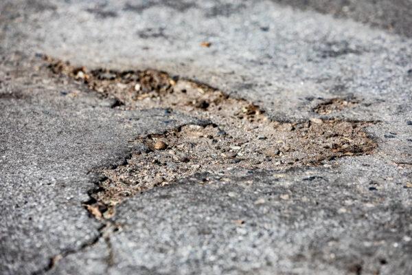 A well-used road in Fullerton, Calif., on Nov. 9, 2021. (John Fredricks/The Epoch Times)