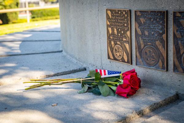 Veterans and civilians celebrate Veterans Day in Irvine, Calif., on Nov. 11, 2021. (John Fredricks/The Epoch Times)