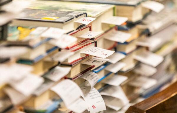 Library books in Westminster, Calif., on Sept. 22, 2020. (John Fredricks/The Epoch Times)