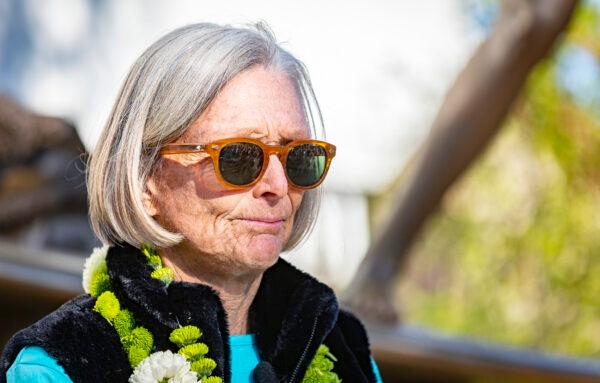 The unveiling of a statue depicting surfing icon Joyce Hoffman is held at Watermen's Plaza in Dana Point, Calif., on Jan. 27, 2022. (John Fredricks/The Epoch Times)