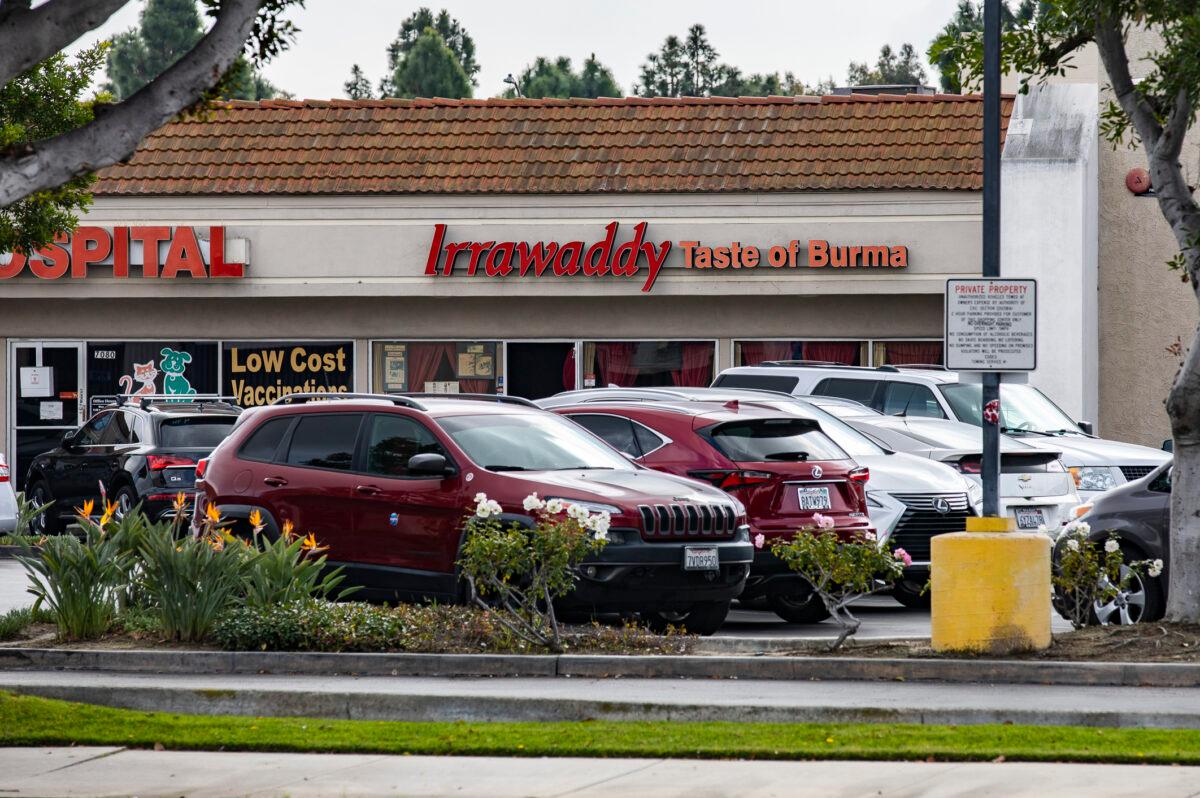 The Irrawaddy Taste of Burma restaurant in Stanton, Calif., on Feb. 1, 2022. (John Fredricks/The Epoch Times)