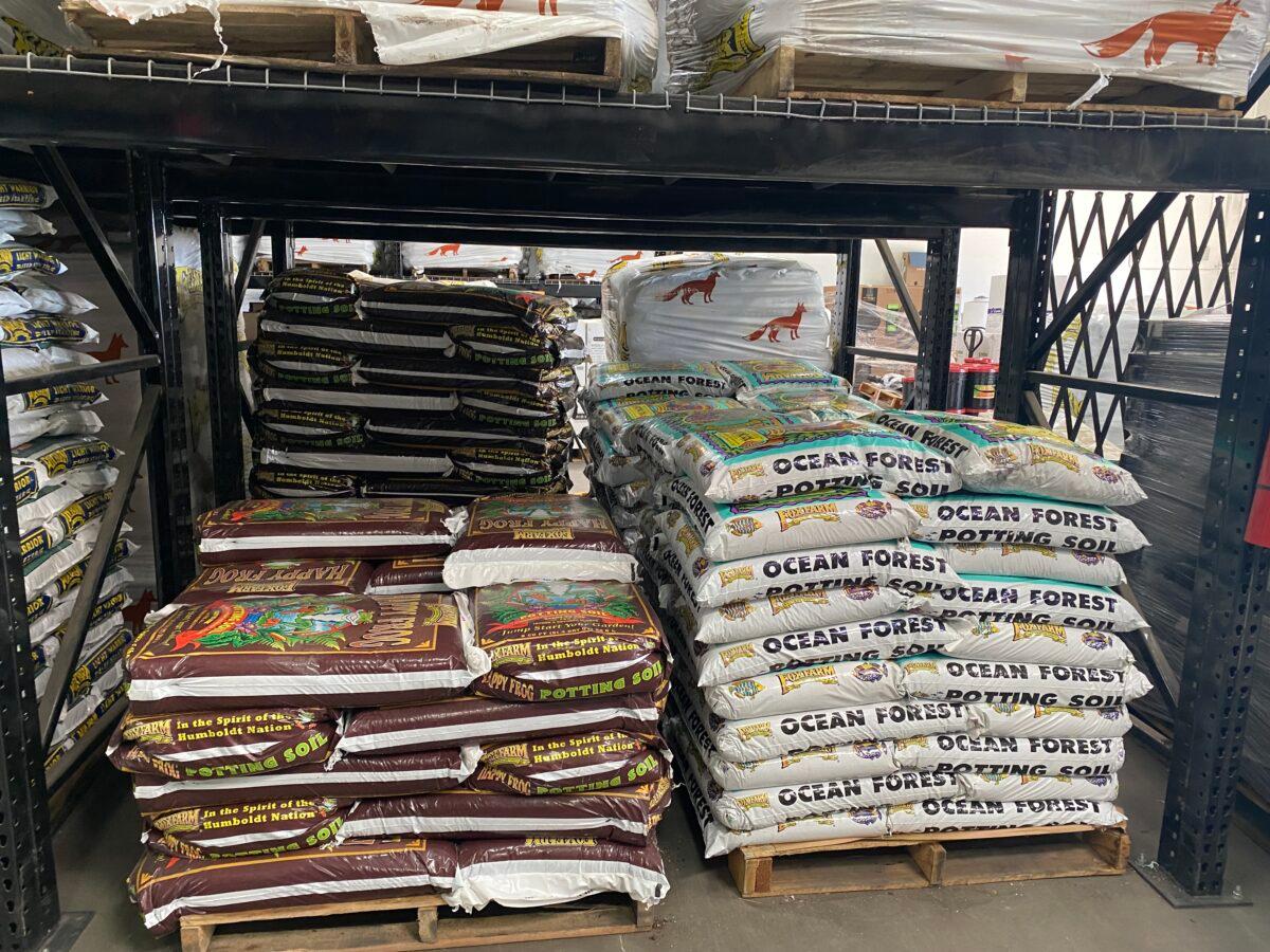 GreenCoast Hydroponics, a warehouse store popular with cannabis growers, reported inflated prices for fertilizer and other growing equipment, in Sun Valley, Calif., on Feb. 23, 2022. (Jill McLaughlin/The Epoch Times)