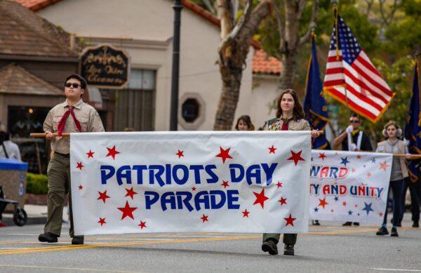 Southern Californians partake in the 55th Annual Patriots Day Parade in Laguna Beach, Calif., on March 5, 2022. (John Fredricks/The Epoch Times)