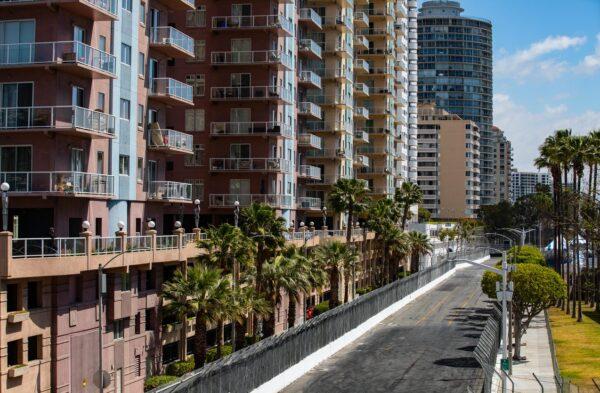 A straightaway of the Long Beach Grand Prix racetrack in Long Beach, Calif., on March 29, 2022. (John Fredricks/The Epoch Times)