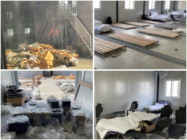 Photos of a quarantine center in the Pudong district in Shanghai, in early April 2022. (Screenshot via Weibo)