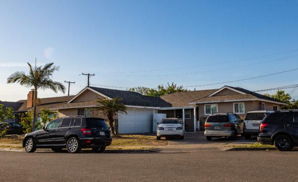 A home hiding an illegal gambling operation before being raided by police officers sits under investigation in Westminster, Calif., on May 10, 2022. (John Fredricks/The Epoch Times)