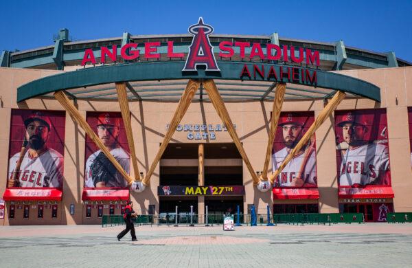 Angel Stadium of the Los Angeles Angels baseball team in Anaheim, Calif., on May 24, 2022. (John Fredricks/The Epoch Times)