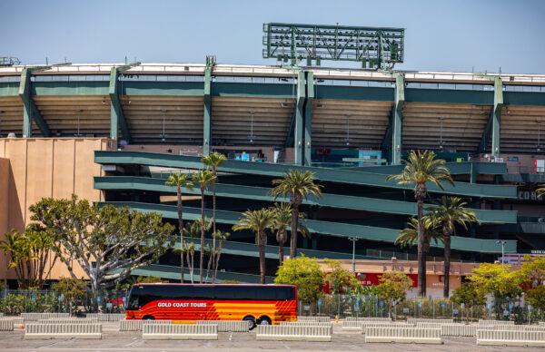 Angel Stadium of the Los Angeles Angels baseball team in Anaheim, Calif., on May 24, 2022. (John Fredricks/The Epoch Times)