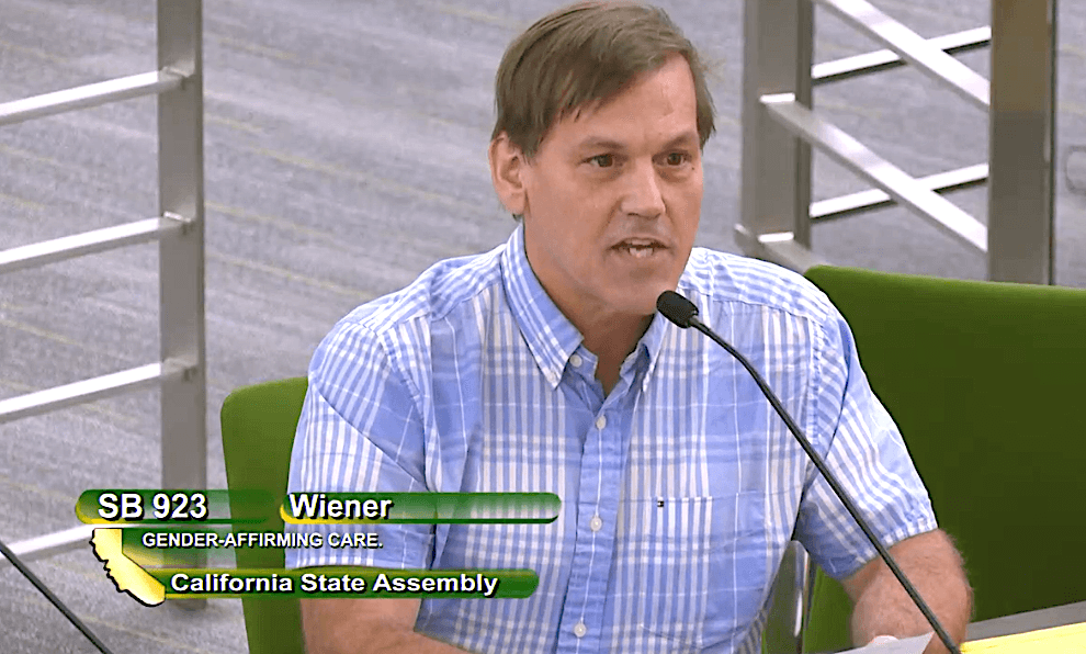 Ted Hudacko, who lost custody of one of his sons due to questioning his transgender identity, speaks at a hearing in Sacramento on June 21, 2022. (Screenshot via California State Assembly)