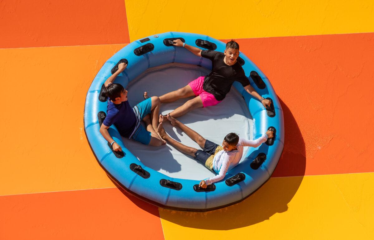 Guests enjoy the soft opening of Wild Rivers water park in Irvine, Calif., on July 14, 2022. (John Fredricks/The Epoch Times)