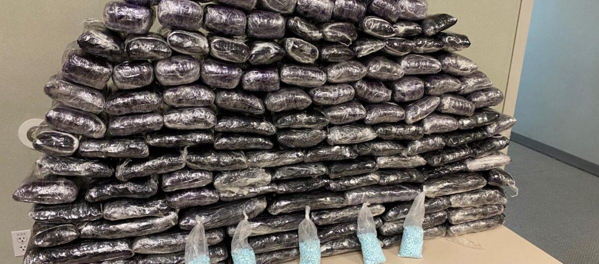A photo of about 1 million confiscated fake pills containing fentanyl, in Inglewood, Calif., in July 2022. (Drug Enforcement Administration)