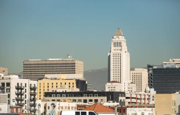 Los Angeles City Hall on Jan. 6, 2022. (John Fredricks/The Epoch Times)