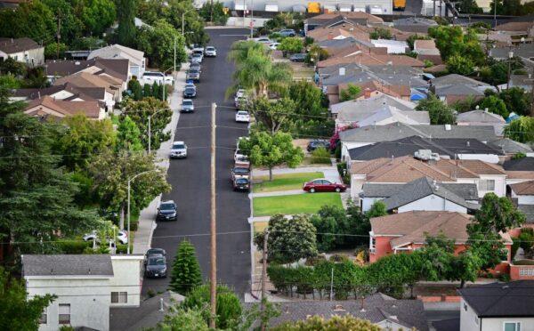 A view of houses in a neighborhood in Los Angeles on July 5, 2022. (Frederic Brown/AFP via Getty Images)