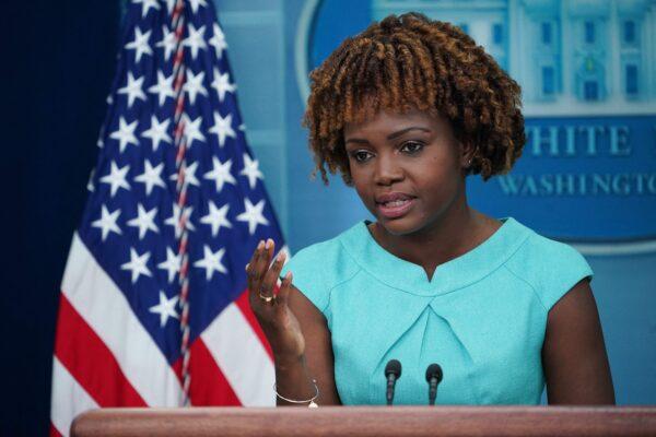 White House press secretary Karine Jean-Pierre speaks to reporters in Washington, D.C. on Sept. 6, 2022. (Mandel Ngan/AFP via Getty Images)