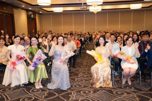 Production cast with the audience members at the premiere in Los Angeles on Sept. 9, 2022. (Debora Cheng/The Epoch Times)