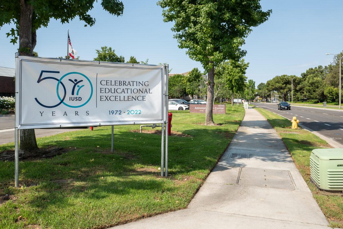 The offices of Irvine Unified School District in Irvine, Calif., on Sept. 8, 2022. (John Fredricks/The Epoch Times)