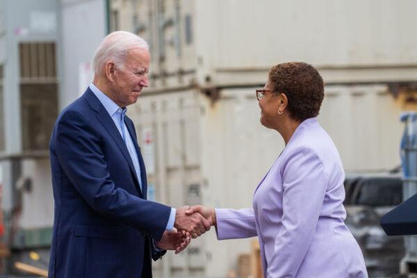 President Joe Biden delivers remarks at the Metro D Line (Purple) Extension Transit Project - Section 3 in Los Angeles, Calif., on Oct. 13, 2022. (Apu Gomes/Getty Images)