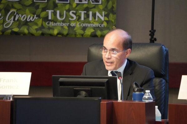 Frank Gomez, Tustin City Council District 3 candidate, attends a candidate forum in Tustin, Calif., on Oct. 17, 2022. (Rudy Blalock/The Epoch Times)